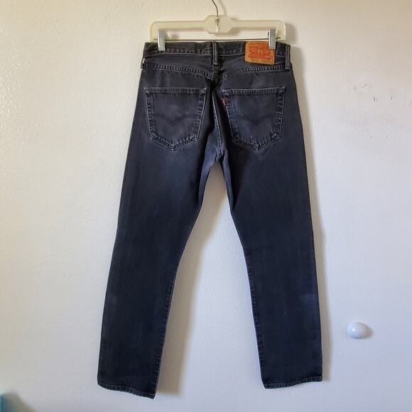 Vintage Levis 501 Mens 31x32 Black Button Fly Straight Leg Faded Frayed Faded - Picture 2 of 10